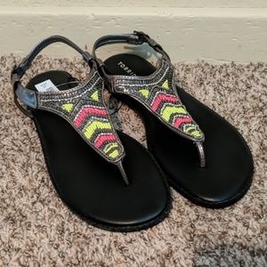 New Neon Beaded Sandals